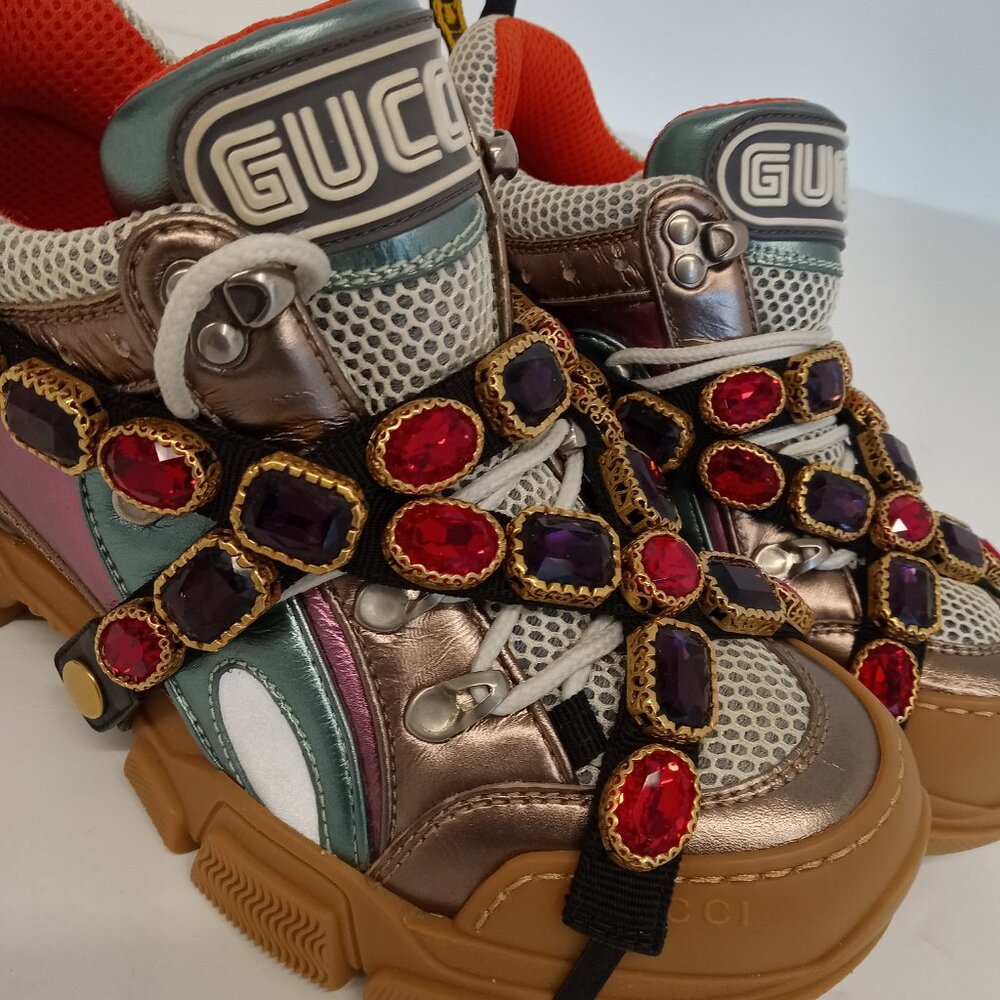 GUCCI Women's 'Multicolor' Flashtrek Sneakers w/ Crystals - EU36/US6 - Picture 8 of 13